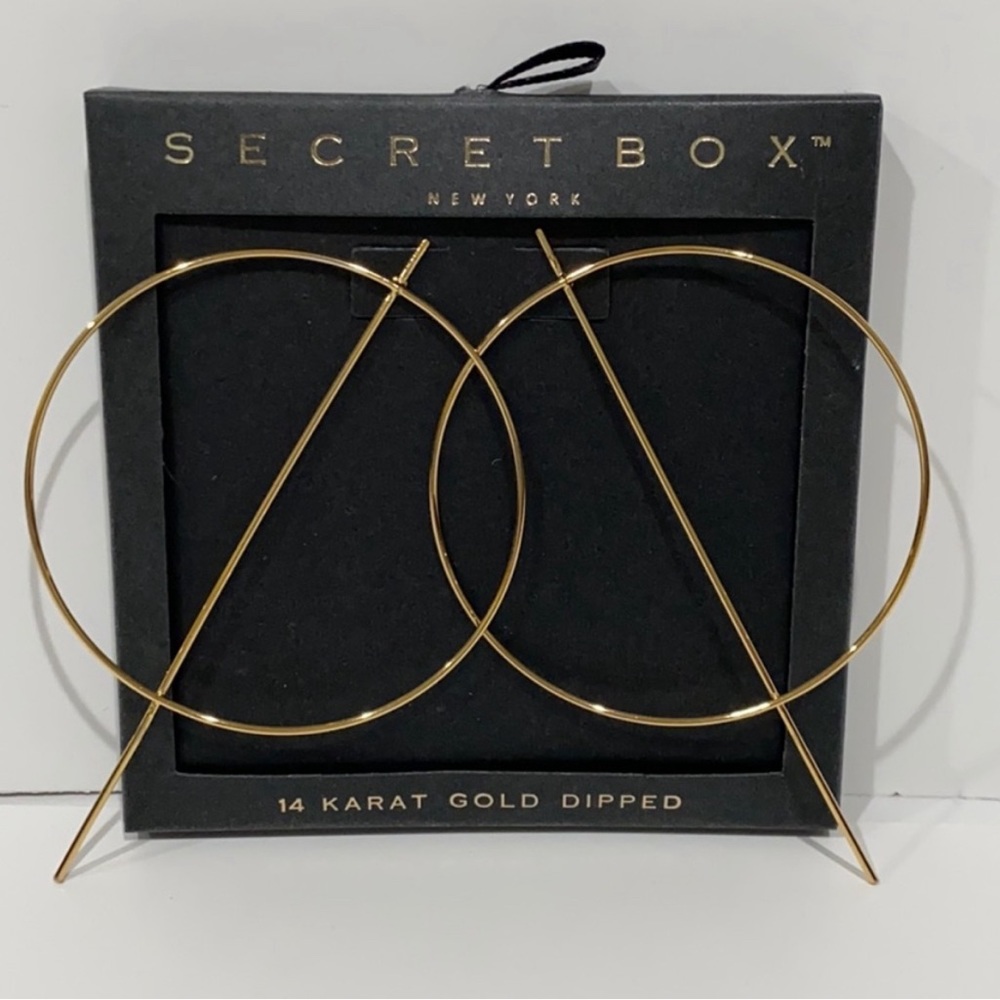 ISO Secret Box Hoop Earrings Studs 14K Gold Dipped